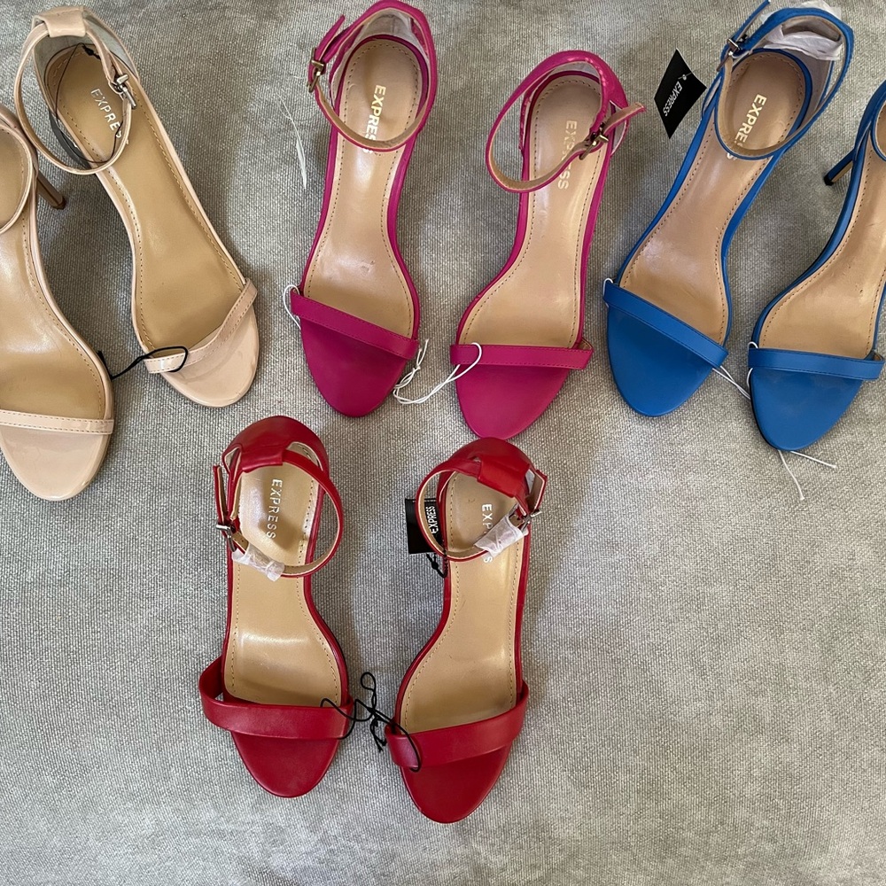 Bundle- Express Ankle Strap Heels - Red, Pink, Blue, Patent Nude